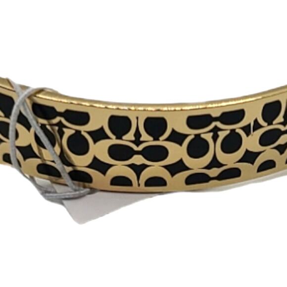 Coach Signature Logo Gold Black Bangle Fashion Bracelet - Picture 2 of 7